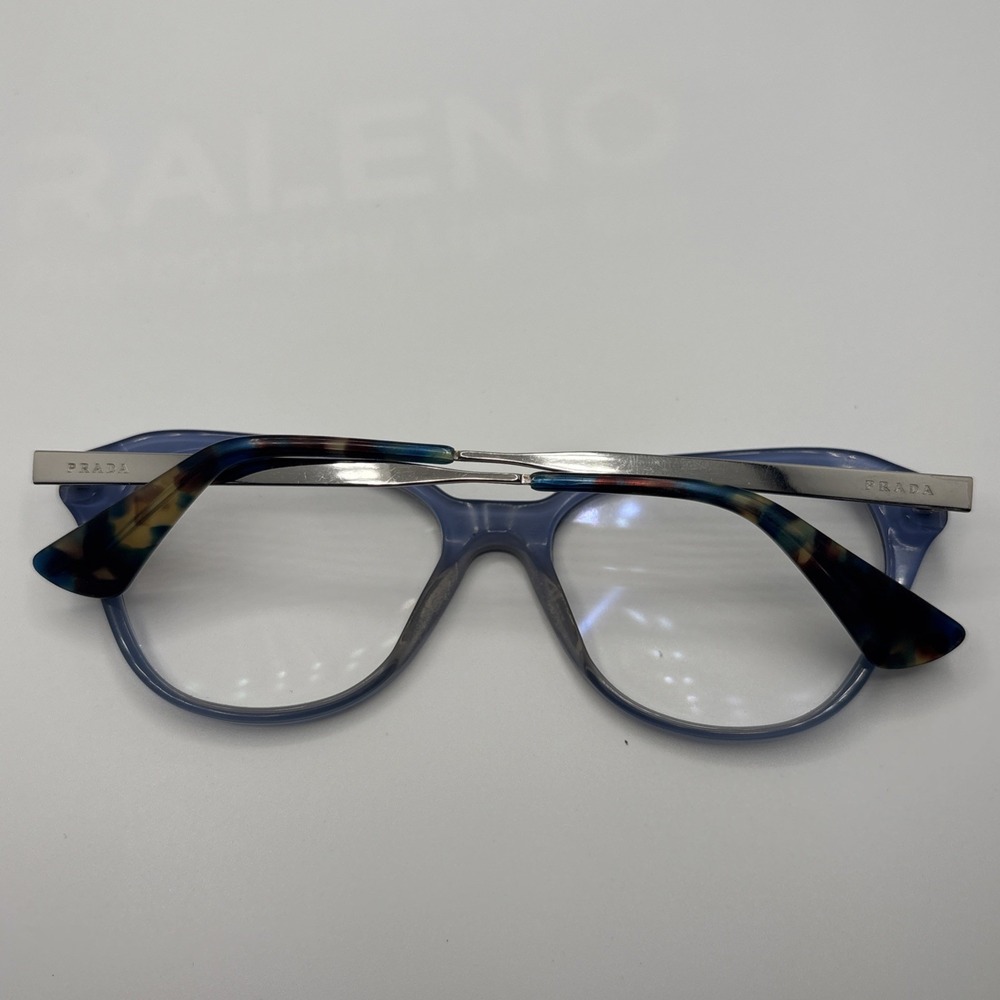 PRADA VPR 28S Womens Eyeglasses UFW-1O1 Blue/Silver Cat Eye Frame 52-16-140 #465 - Picture 8 of 8